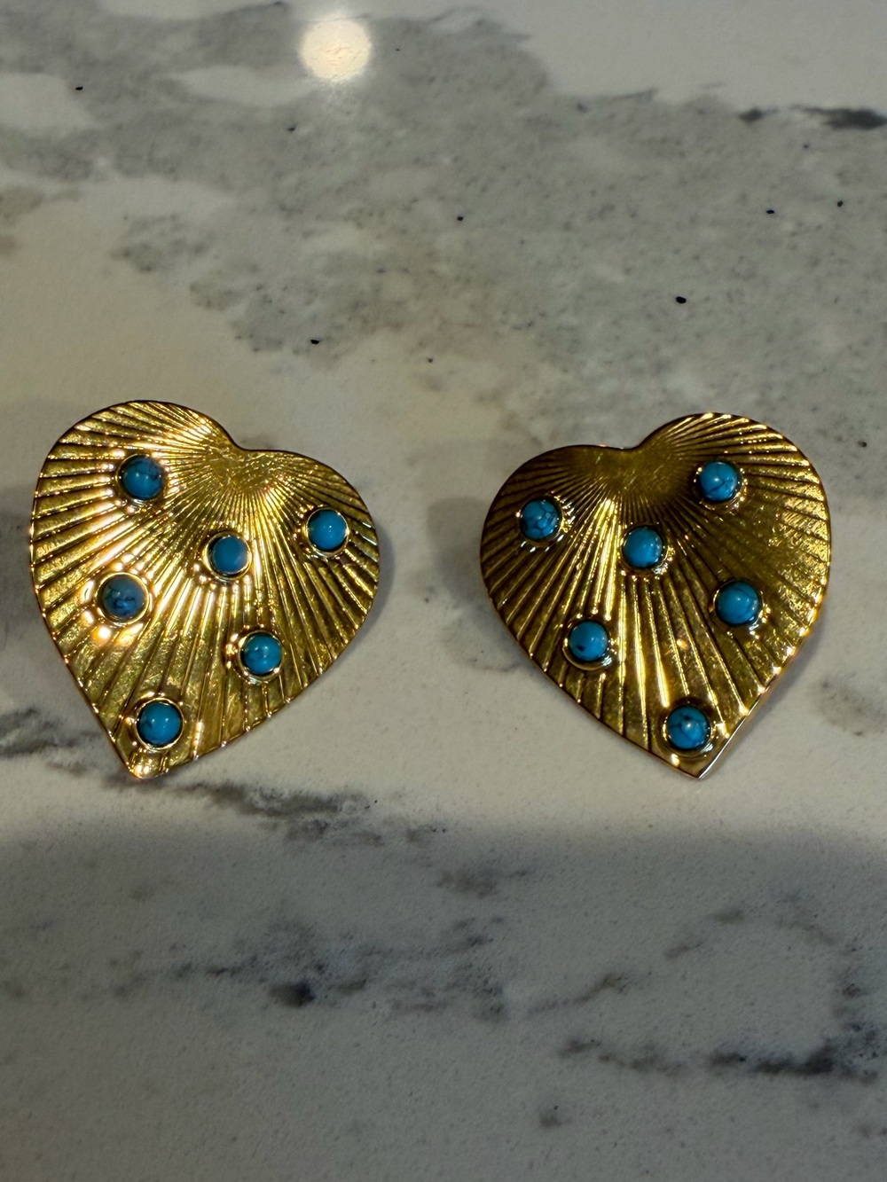 Tuckernuck Gold and Turquoise Heart Earrings